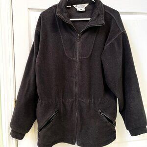 LADIES SIZE L COLUMBIA CHARCOAL GRAY FLEECE ADJUSTABLE WAIST FULL ZIPPER JACKET